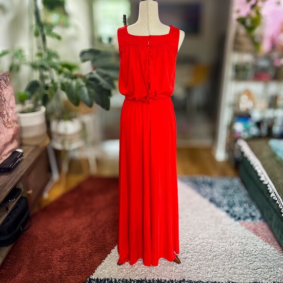 Vintage 1970s Ayres Unlimited Red Maxi Dress | Greek Goddess | Size 10 - Picture 3 of 16